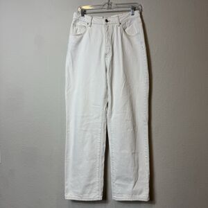 Cotton On Loose Straight Jean White Denim Ivory Contrast Stitching Women’s 8